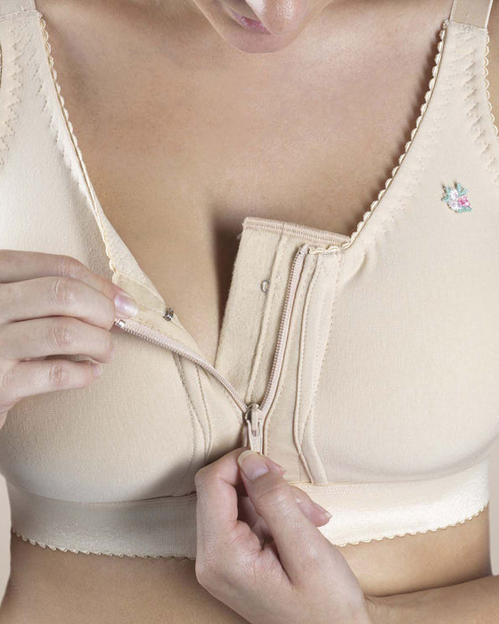 Design Veronique Bella Front-Zippered Cotton Medical/Sports Bra